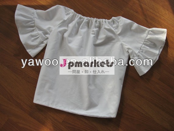 熱い販売のソリッドホワイトパフスリーブシャツ半袖のtシャツ赤ちゃんの女の子のためのかわいい赤ちゃんの女の子の綿のタンクトップ卸売pettiのトップス問屋・仕入れ・卸・卸売り