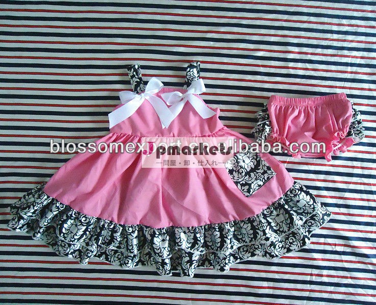 赤ちゃん卸売赤ん坊の綿のブティックが付いているピンクピンクのフリルがデザインのスイングトップ問屋・仕入れ・卸・卸売り