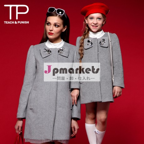 ヴィンテージ2013女性と女の子の家族ロングコート、 の子供の衣服ファッション( t307)問屋・仕入れ・卸・卸売り