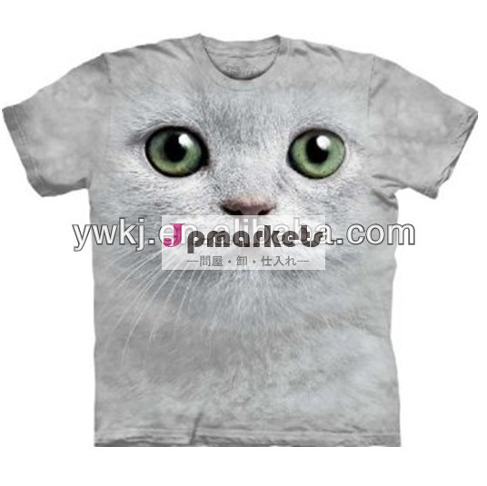 動物のプリント3dのtシャツ/子のtシャツは猫の顔/kjw-t040赤ちゃん白のtシャツ問屋・仕入れ・卸・卸売り