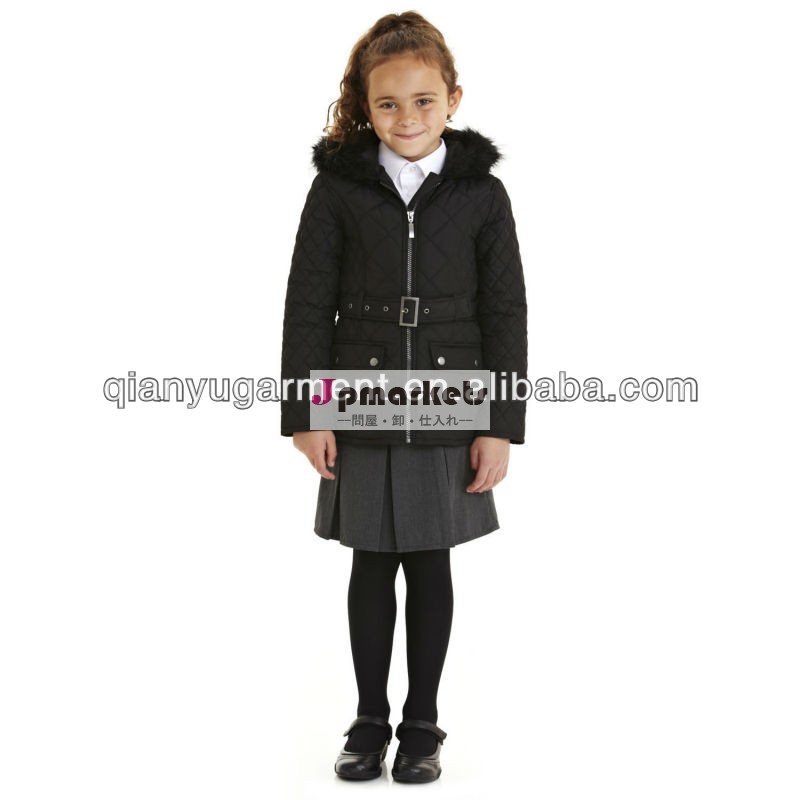新着2013qianyu女の子のキルティングフード付き学校のジャケット問屋・仕入れ・卸・卸売り