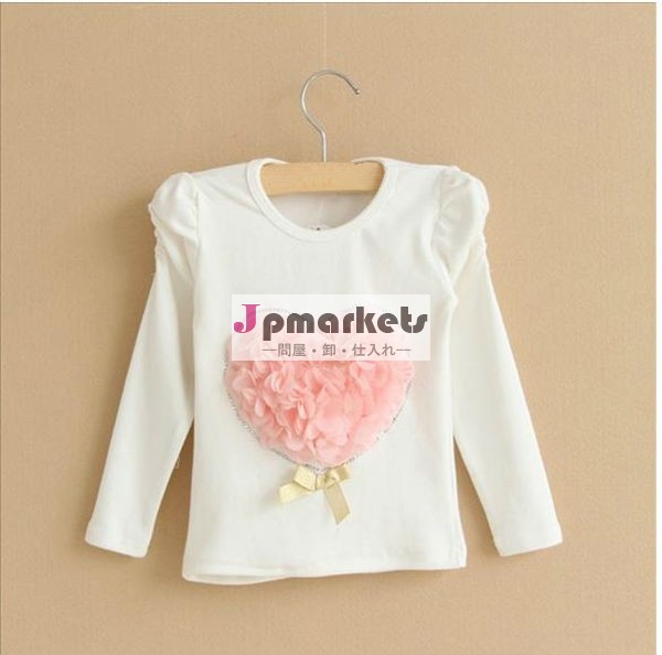 素敵な女の子の付き長袖綿100％t- シャツ2013子供服問屋・仕入れ・卸・卸売り
