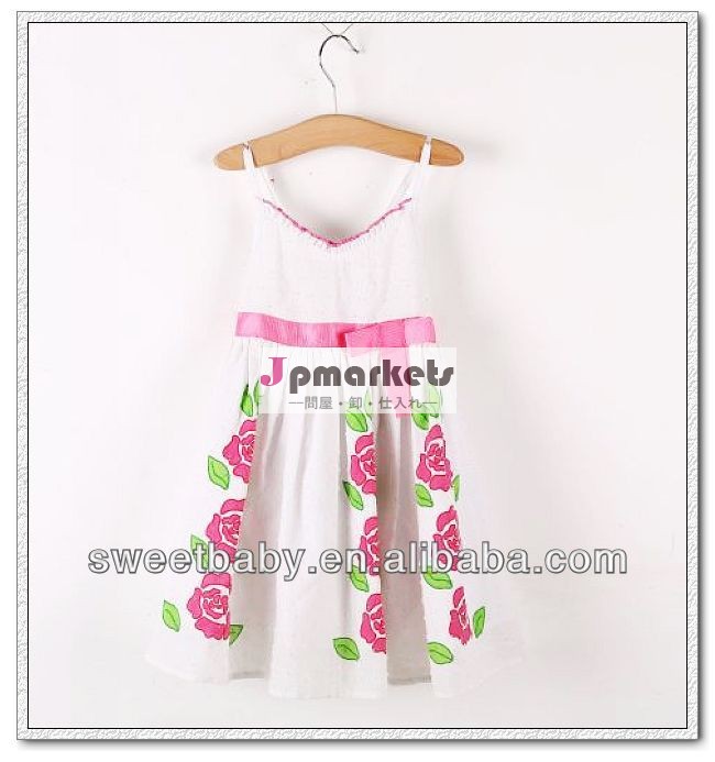 ガールの服の女の子の服夏袖なし5pcs/lotg937綿のドレスピンクの花問屋・仕入れ・卸・卸売り