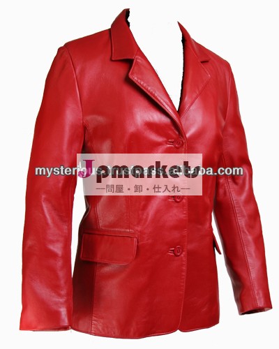女性赤い革ブレザー、 レディースカラーの革コート問屋・仕入れ・卸・卸売り
