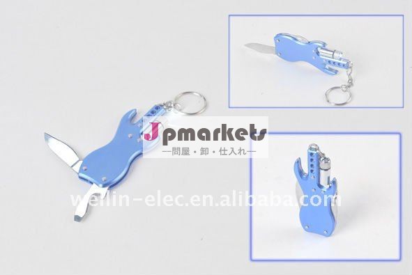 LEDのトーチの栓抜きのキャンプ用具の存続用具が付いている多機能のナイフ、トーチZR6331が付いているギターの形のemergercyのポケット・ナイフ問屋・仕入れ・卸・卸売り