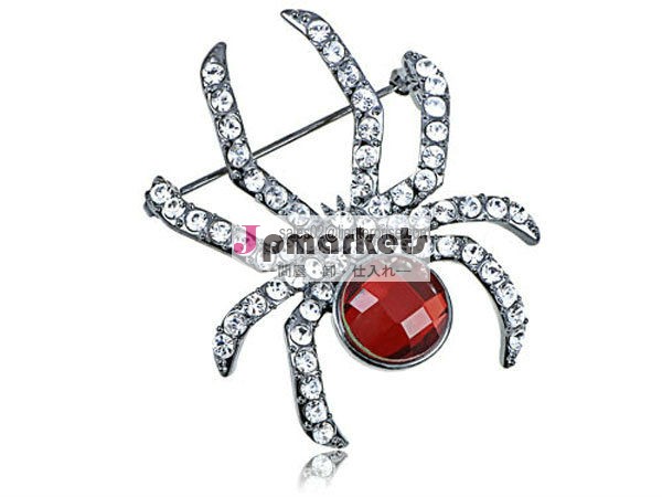 Crystal Elements Ruby Red Gem Body Petite Spider Fashion Pin Brooch(B1215)問屋・仕入れ・卸・卸売り