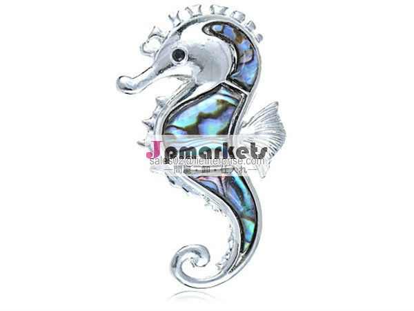 Silver Tone Abalone Shell Hawaiian Under the Sea Seahorse Fashion Pin Brooch(B1339)問屋・仕入れ・卸・卸売り