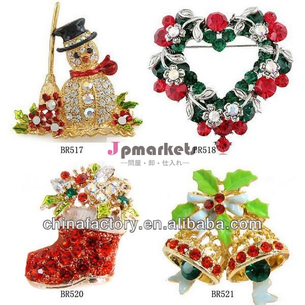 卸売ラインストーンクリスマスリングピン問屋・仕入れ・卸・卸売り