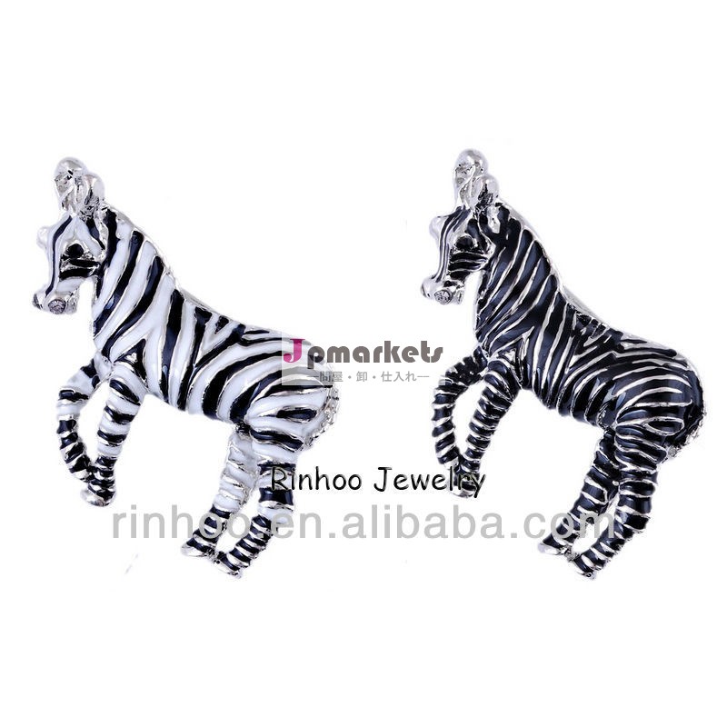 卸売素敵な動物のブローチピンエナメルゼブラファッションの魅力の宝石銀メッキ問屋・仕入れ・卸・卸売り