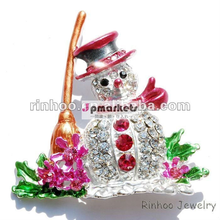 ファッションクリスマスジュエリーエナメルクリスマスギフトの雪だるまの合金ブローチラインストーン問屋・仕入れ・卸・卸売り