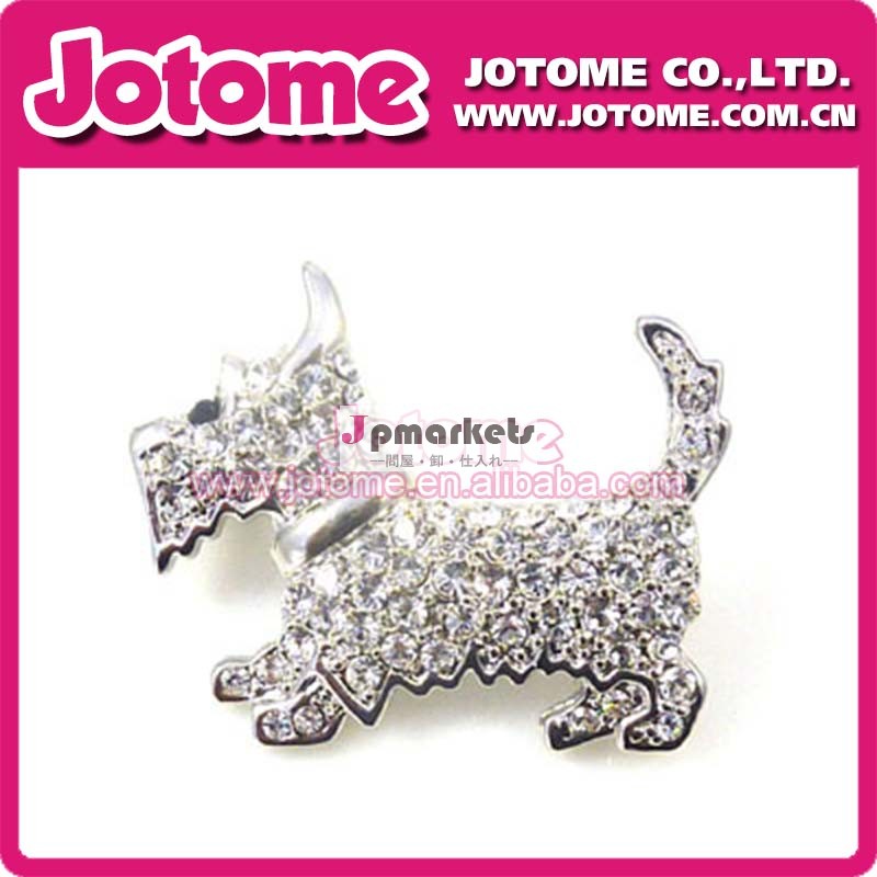 かわいい犬! クリアクリスタルブローチ卸売銀メッキジュエリー衣服の装飾のためのブローチピン問屋・仕入れ・卸・卸売り
