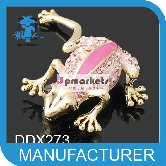 カエルの合金の水晶中国の卸し売りブローチ2012の新しい設計問屋・仕入れ・卸・卸売り