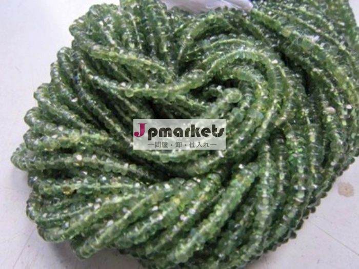13" GREEN APATITE 3-4MM FACETED ROUNDELL GEMSTONE BEADS問屋・仕入れ・卸・卸売り