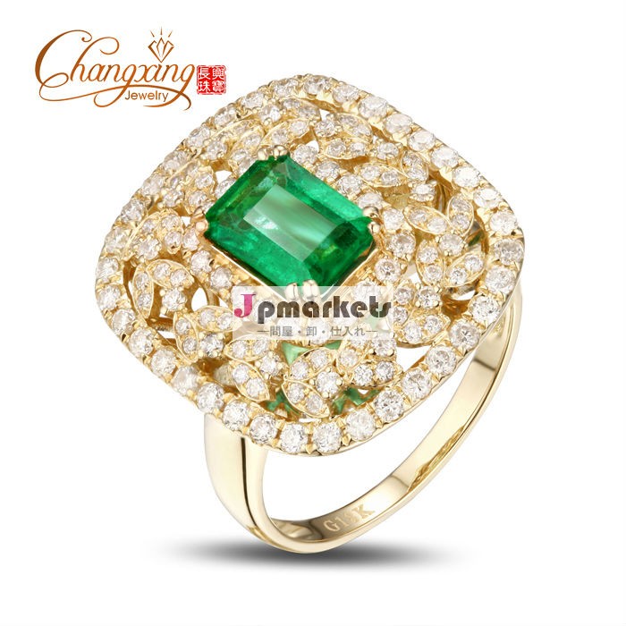 Ctw2.1214kゴールド天然エメラルドダイヤモンドの婚約vinageリングファインジュエリー問屋・仕入れ・卸・卸売り