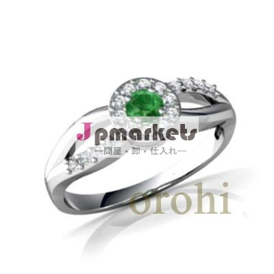 ダイヤモンドが付いているhg29-e-wエメラルドリング、 天然宝石との結婚式の婚約指輪、 貴重なハイファッションジュエリー、 卸売問屋・仕入れ・卸・卸売り