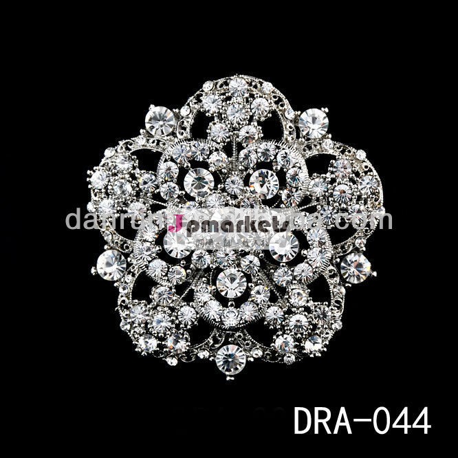 バルク花クリスタルラインストーンの結婚式の招待状用ブローチdra-044問屋・仕入れ・卸・卸売り