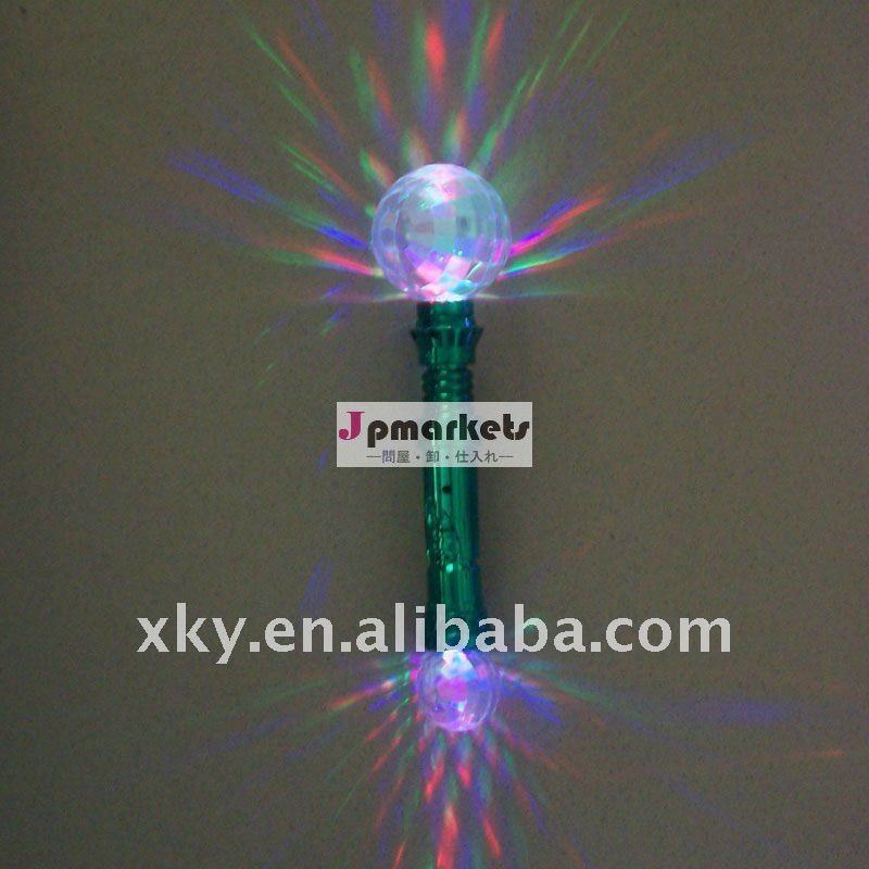 緑のハンドルのクリスタル・ボールLEDの点滅の細い棒問屋・仕入れ・卸・卸売り