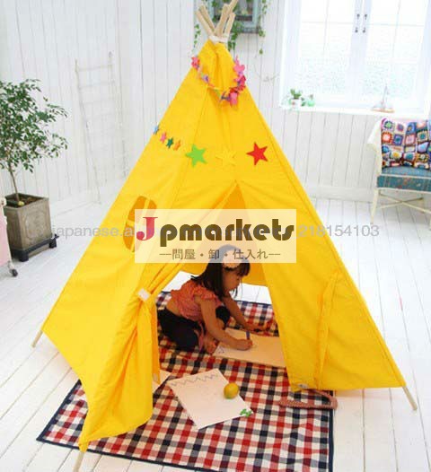 Hot sale cotton canvas play indian teepee tents for kids/children wigwam tent問屋・仕入れ・卸・卸売り