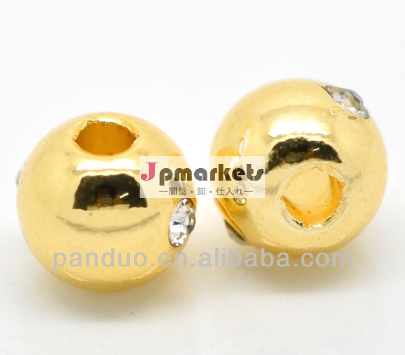 金メッキ銅ビーズクリアラインストーンの丸い10mm( 3/8") 当たり売ら108歳のパック問屋・仕入れ・卸・卸売り