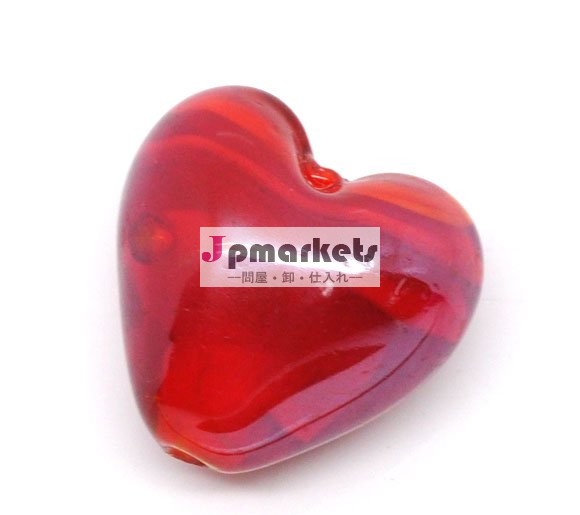 ビード、中心、lampworkガラス、赤は白、25x25mmを色並べた。 10の包み1個あたりに販売される問屋・仕入れ・卸・卸売り