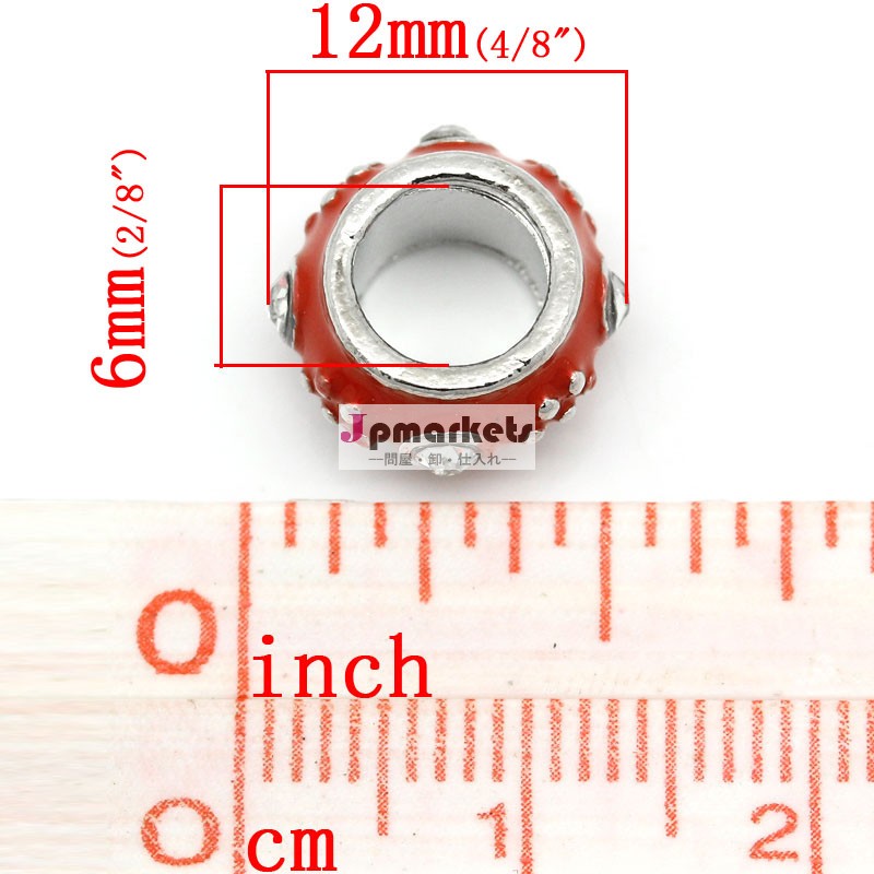 ヨーロッパの魅力のビーズクリアラインストーン12mmx7mm混合ドラム、 穴: 約: 6mm、 10個、 ジュエリー問屋・仕入れ・卸・卸売り