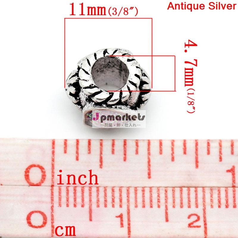 ヨーロッパの魅力のビーズバレルアンティークシルバーエナメルピンク花彫り11ミリメートルx10mm( 3/8" ×3/8")、 穴: 4.7mmで約、 20個、 ファッション問屋・仕入れ・卸・卸売り