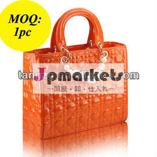 2013( moq=1pc) ファッション女性の真珠付きハンドバッグ縫製- オレンジ問屋・仕入れ・卸・卸売り