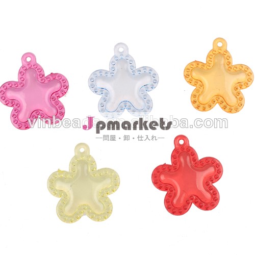 魅力的な35mmtranparent混合色アクリルフラワービーズ分厚い花diyのための子供のネックレスの魅力のペンダント問屋・仕入れ・卸・卸売り