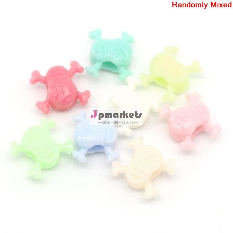 ヨーロッパの魅力のビーズアクリル混合14x12mmハロウィーンの頭蓋骨、 穴: 約4.5ミリメートル、 300個、 ホットな問屋・仕入れ・卸・卸売り