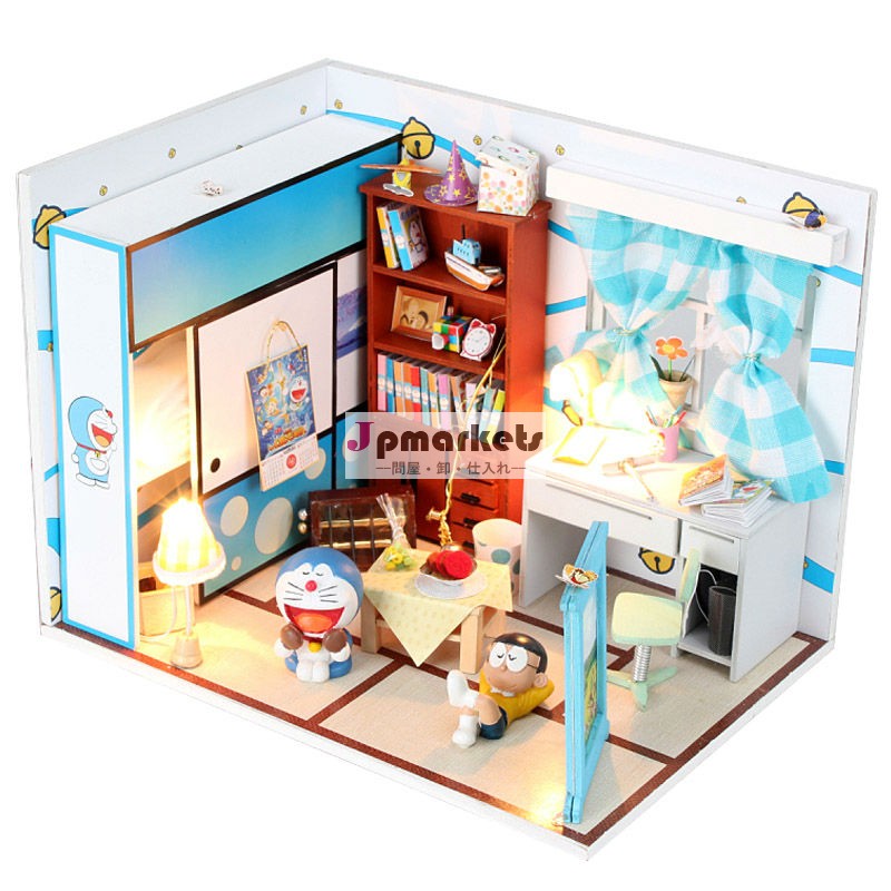 子供のための卸売ユニークなDIYミニチュア木製ドールハウス,夢ドラえもんインテリジェントギフト,ミニドールハウス問屋・仕入れ・卸・卸売り