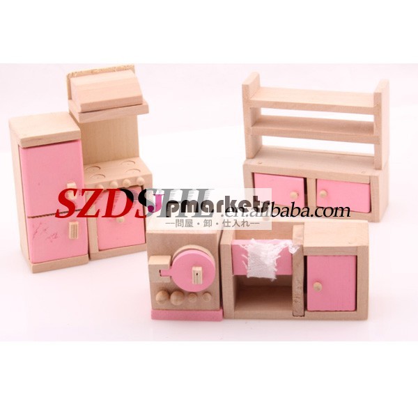 ピンクの家具のための木のおもちゃドールハウス飾るキッチンたり、 再生する子供のための問屋・仕入れ・卸・卸売り