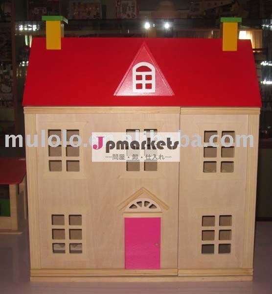 MLL5818二重床の木の赤い屋根のミニチュアおもちゃの家および家具問屋・仕入れ・卸・卸売り