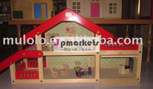 Mllは55281の木の赤く、透明な屋根の人形の家そして家具のためのchinldren問屋・仕入れ・卸・卸売り