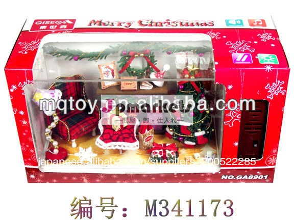 20133dプラスチックブロック木製のクリスマスノベルティを備えた住宅の光と音楽のおもちゃ知育玩具中国製昇進のギフト問屋・仕入れ・卸・卸売り