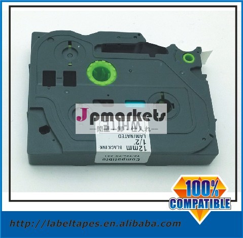 互換性のある兄tz231黒に白ラベルテープ( 12mmx8メートル) のためのbrotherp- タッチシリアルラベル印刷機問屋・仕入れ・卸・卸売り