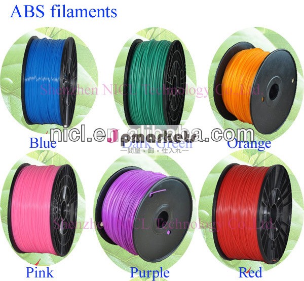 Absフィラメント3mmabsフィラメント1.75mm3d用priner22色1キロ( 2.2ポンド)/からのniclスプール問屋・仕入れ・卸・卸売り