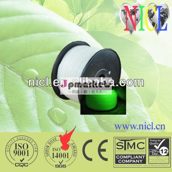 2014年ホットな製品: プリンタ用absフィラメント3d1.75mm/3mm1キロ( 2.2ポンド)/スプールから白のniclflorecent問屋・仕入れ・卸・卸売り