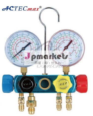 エアコンガスチャージ マニホールドゲージ R134a R12 R22 R502 対応冷媒 エアコン クーラー 缶切＆クイックカプラー付問屋・仕入れ・卸・卸売り