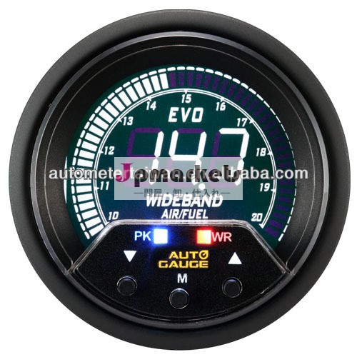 デジタル青色60mm/red/white/緑lcd広帯域空気/燃比計警告付き・ピーク問屋・仕入れ・卸・卸売り