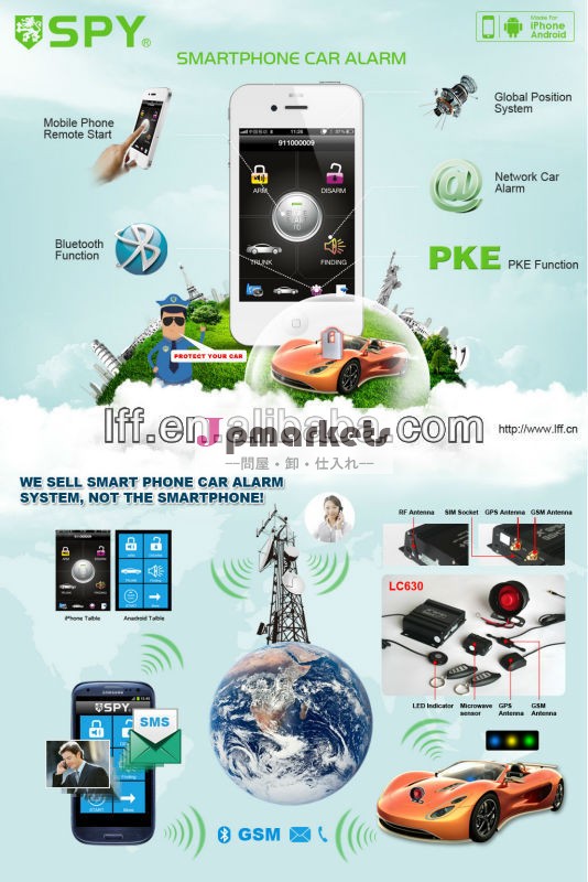 2013熱い販売の新しいスマートフォンの車の警報gsmとgps追跡システム問屋・仕入れ・卸・卸売り