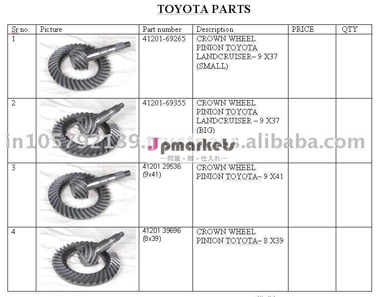 トヨタのためのクラウン歯車のピニオン問屋・仕入れ・卸・卸売り