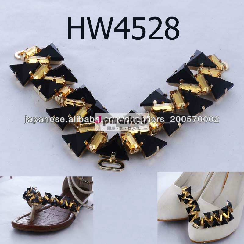 エレガントなブラッククリスタルレディー靴チェーン , shoe trin, sapato de fivela,catena di scarpe HW4528問屋・仕入れ・卸・卸売り