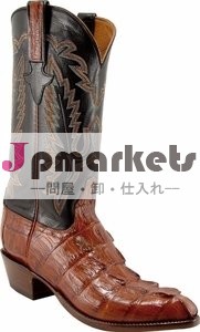 Mens Lucchese Classics Cognac Caiman Croc Tail Custom Hand-Made Boots L1326問屋・仕入れ・卸・卸売り