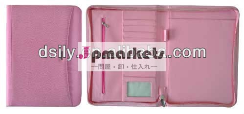 ピンクの合成a4レザーzip形式の会議フォルダポートフォリオノートブック問屋・仕入れ・卸・卸売り
