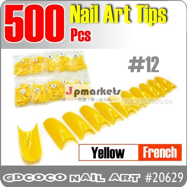 20629- 12#500pcs偽偽のネイルアートフレンチ黄色のアクリルのヒント0- 10#問屋・仕入れ・卸・卸売り