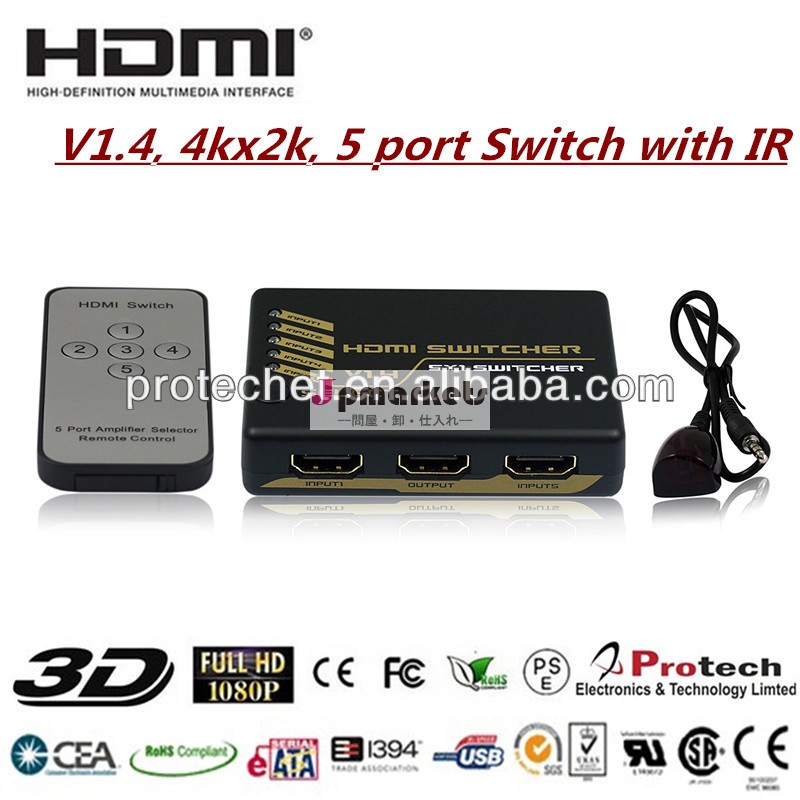 4kx2k5ポートhdmiスイッチ5うち1に、 v1.4,フル3d、 irリモコン付きcntrol、 4pet0501s問屋・仕入れ・卸・卸売り