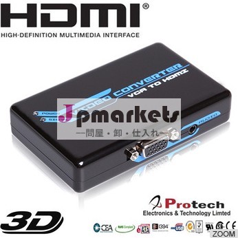 Hdmi信号のためのconverterboxvga+stereoオーディオhdmiへ、 1920x1080@60hzpetvh問屋・仕入れ・卸・卸売り