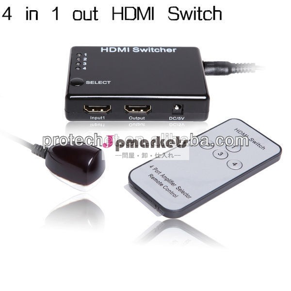 アンプパワード44x1のウェイhdmiスイッチャー( 1の4アウト) 赤外線リモートコントロールとサポート3dpet0401s1080pのための問屋・仕入れ・卸・卸売り