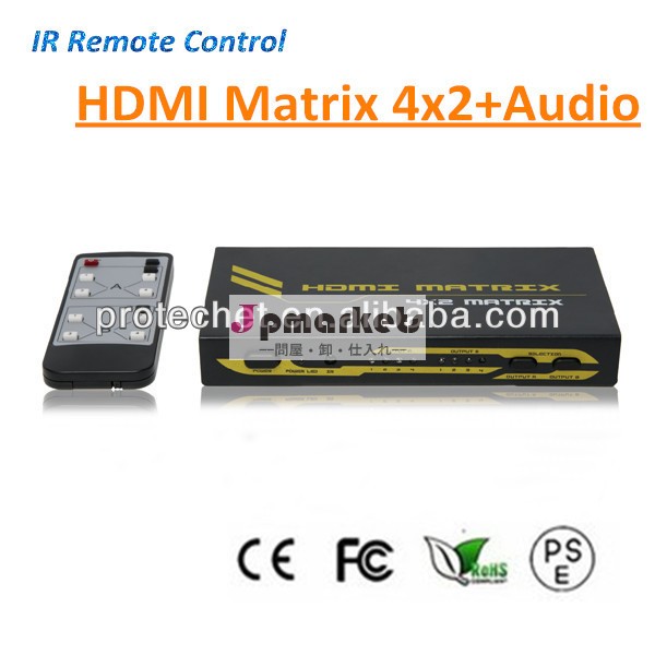 Rca出力2の4hdmiマトリックススイッチャー24からステレオオーディオ付き/toslink/同軸出力問屋・仕入れ・卸・卸売り