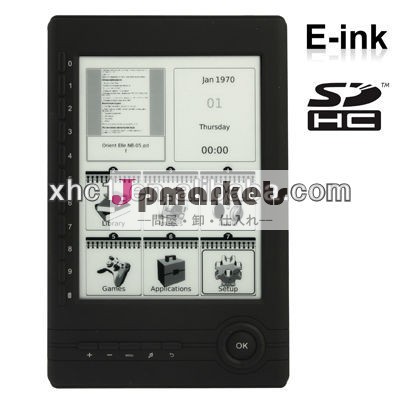6.0インチの電子インク画面e- ブックリーダー革ケース付き、 解像度800×600、 mp3機能、 8gbまでのサポートsdカード、 cpu: sam問屋・仕入れ・卸・卸売り